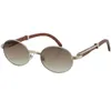 Ganze 18K Gold Vintage Holz Sonnenbrille Mode Metallrahmen Echtholz Für Herren Brille 7550178 oval Größe 57 oder 552190810