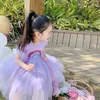 Девушки Радужное платье для малышей Прекрасный тюль Принцесса Детский день рождения Детская летняя одежда 210529