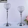 Peandim Wedding Centerpieces Candelabra Fester Dekorationer K9 Crystal Candlestick Glänsande Silver Ljushållare För Heminredning 210722