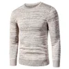 Män Höst Ny Casual Vintage Blandad Färg Bomull Fleece Tröja Pullovers Vinter O-Neck Fashion Warm Tjocka Jacquard Tröjor Y0907