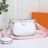 Multi Pochette 3-delat set Tillbehör Designerväskor Plånbok Shoulder Cross Body Messenger Handväska Dam Blomma 3st Svart Rosa Crossbody Pure Bag