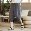 Haleychan Китайский стиль мужские шорты летом свободные повседневные имитационные хлопчатобумажные и льняные обрезанные брюки Летние пляжные брюки гарем брюки X0615