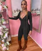 Kvinnor Stickad tråd Skinny Rompers Fashion Trend Långärmad Zipper V Neck One Piece Jumpsuit Designer Kvinna Slim Casual Bodycon Bodysuits