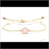 Bracciali Drop Delivery 2021 Bracciale con ciondolo semiprezioso rosa rame carino Donna Uomo Nizza Grigio Beige Cerato Stringa Rotonda Pietra Gioielli fatti a mano