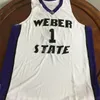 Nikivip Weber State Wildcats College Damian Lillard #1 흰색 검은 보라색 복고풍 농구 저지 남자 스티치 커스텀 숫자 이름 유니폼