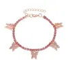 Plaża Butterfly Anklets Dla Kobiet Rhinestone Złoty Alfabet Kubański Link Anklet Bransoletka Boho Biżuteria Boże Narodzenie prezent