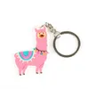 2022 Ny söt nyckelchain tecknad mjuk gummi lama alpaca nyckelring 100 stbag julknappar barn gåva flickor ryggsäck smycken6668617