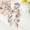 Arco flâmula faixa de cabelo floral impressão scrunchies longa fita cabelo laços corda elástico titular acessórios acessórios