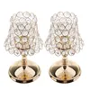 2 peças de ouro coluna de ouro Lâmpada de cristal votiva velas Centerpieces para decoração de casamento lanterna de vela 22cm altura y211229