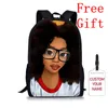 Zaino Afro Black Girls Borse da scuola per cartoni animati africani per bambini Mochila Escolar Cartella per libri per adolescenti di grande capacità