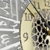 30cmビンテージの壁時計ホームアクリルミラー装飾アラビア書道アート屋内ウォールクロックペンダント210930