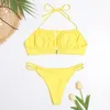 Bikini a fascia con ritaglio Costume da bagno donna Stampa Costumi da bagno Fasciatura femminile Costume da bagno con scollo all'americana Nuoto brasiliano 210520