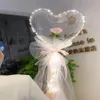 パーティーの装飾LED BOBOバルーンフラッシュライトハート形のバラの花球透明な風船の結婚式のバレンタインデーギフトGWF14