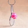 Keychains Tennis racket key ring, lovely sports Mini 6 color trailer, like gifts, 17248