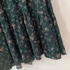 Wiosna Długi rękaw Sukienka Dla Kobiet Vintage Elastyczna Talia Kwiatowy Bow Midi Koreański Print Maxi Es Vestidos 8840 50 210508