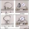 Smycken Inställningar Design 925 Sliver Ringar DIY Pearl Ring för Kvinnor Justerbar Storlek Julutsättning Mode Drop Leverans 2021 ADBGQ