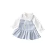 Primavera outono menina suspender vestido algodão doce manga longa blusa saia crianças crianças moda princesa vestidos casuais roupas q0716