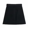 Streetwear Women Denim A-Line Skirts Fashion Ladies Pocket Belt Skirt Elegant Female Chic Cotton 100% Patchwork 210427