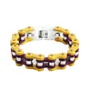 Bracelet chaîne motard vélo moto bracelet punk acier inoxydable 316L homme jaune violet bracelets joncs lien personnalisable,