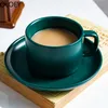 Handgemaakte Koffie Bone China Nordic Coffee Porselein Groene Emaille Mok Tazas Para Cafe Afternooncups and Mugs Set