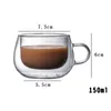 Wine Glasses 150ml Double Transparent Wall Thermal Glass Cup Heat Resistant Tea Coffee Mug With Handle Whiskey Bar Supplies311e