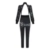 Kvinnors Jumpsuits Rompers VJ.Gochi 2021 i Chic Black Floral Lace Broderade Långärmad Baklösa Jumpsuit