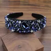 Handgjorda Vintage Navy Crystal Beaded Bröllop Headpiece Rhinestone Bridal Hair Tillbehör Diamante Hairband Headband för kvinnor