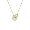 Natürliche weiße Hetian Jade Donuts Anhänger Halskette 925 Silber Modeschmuck Chalcedon Amulett Geschenke für Frauen