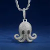 Hip Hop Women's Fashion Jewelry Punk Octopus Pendant 925 Sterling Silver Full PAVW White Sapphire Cz Diamond Gemstones Party 291i