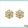 Stud JewelryStud Fashion Ladies Crystal Snow Flake Pendiente Bijoux Pendientes de astilla para mujeres Joyería de boda al por mayor1 Entrega de gota 2021