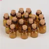 13 * 24 * 6mm 1ml Mini Amber Glasflessen met Cork Lege Tiny Fials Jars Small Wishing Fles 100pcs / lot Good Qty