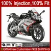 Injektionskropp för Aprilia RSV4 RSV-1000 RSV 1000 R RSV1000R 39NO.0 RSV1000 R RR 09 10 11 12 13 14 15 RSV1000RR 2009 2010 2011 2012 2013 2014 2015 Fairing Silvery Black