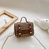 Ins kids designer handbags autumn/winter fashion felt cloth thousands houndstooth children one shoulder bags girls retro small square bag F776