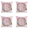 Singel Side Brev Pillow Case English Alfabet Polyester Kudde Skydd för Soffa Heminredning Blomma Kuddehus