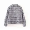 Mode Tassel Tweed Jassen Dames Patch Designs Lange Mouwen Plaid Jacket Dame Bovenkleding Turn Down Collar Casual Tops Abrigo Mujer 210515