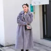 winter female models imitation rabbit fur loose lapels thick warm large size women's plush jacket Covered Button 210416