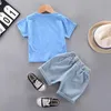 Kläder uppsättningar baby barn pojke tjejer bomull kläder t-shirt kort byxor denim regnbåge print outfits kostymer 1-4y