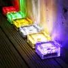 Lampade solari da giardino per finitrici in mattoni di vetro di grandi dimensioni 4 luci solari impermeabili a LED per cubetti di ghiaccio per luce da cortile per esterni