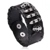 Punk Armbänder Hip Hop Skeleton Kopf Kugeln Breite Leder Armband Gothic Dunklen Stil Viking Armreifen Cowboy Männer Schmuck Geschenk