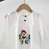 Stickerei Blume Baby Mädchen Bluse Shirt Frühling Mode Blumen Langarm Gedruckt 210429