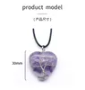 Mode Silver Plated Heart Tree of Life Healing Crystal Halsband Opal Turkos Natursten Rosa Quartz Chakra Halsband Smycken