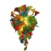 Fantasy Flowers Hand Blown Glass Wall Lamps LED Lights Home Dining Room Kitchen Bathroom Art Decor Sconces Multi Colored 16 by 20 Inches