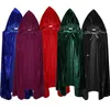 Adult Men Women Velvet Hooded Halloween Costumes Cloak Medieval Witch Vampire Magician Cape Fancy Dress Cosplay Coat