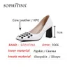 SOPHITINA escarpins femme cuir véritable bout carré peu profond Plaid excellente forme haut talon carré bureau dame chaussures FO06 210513