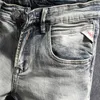 Włoski styl moda mężczyźni dżinsy retro slim fit elastic rozdzierający denim spodnie ołówek vintage projektant hip hop długi spodnie hombe