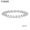 TIGRADE 2mm 925 Sterling Silver Wedding Band per le donne Cubic Zirconia Full Impilabile Anello di fidanzamento Taglia 3-12 211217