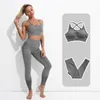 2/3/PCS sans couture femmes taille haute Yoga ensemble entraînement vêtements de sport vêtements de sport Fitness à manches longues haut Leggings costumes de sport 210802