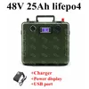48V 25AH LifePo4 Litowe akumulator z BMS dla robotów RV System energii słonecznej E SCOTER MOTOCYCL+5A