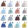 Foldable Shopping Bag Thick Large Tote ECO Reusable Waterproof Oxford Cloth Reusable Fruit Grocery Pouch Floral Pattern RRE12807