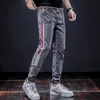 メンズジーンズ2022ファッションメンズパンツストレッチダークブルースキニーカジュアルスリムフィットデニム韓国風男性ズボン